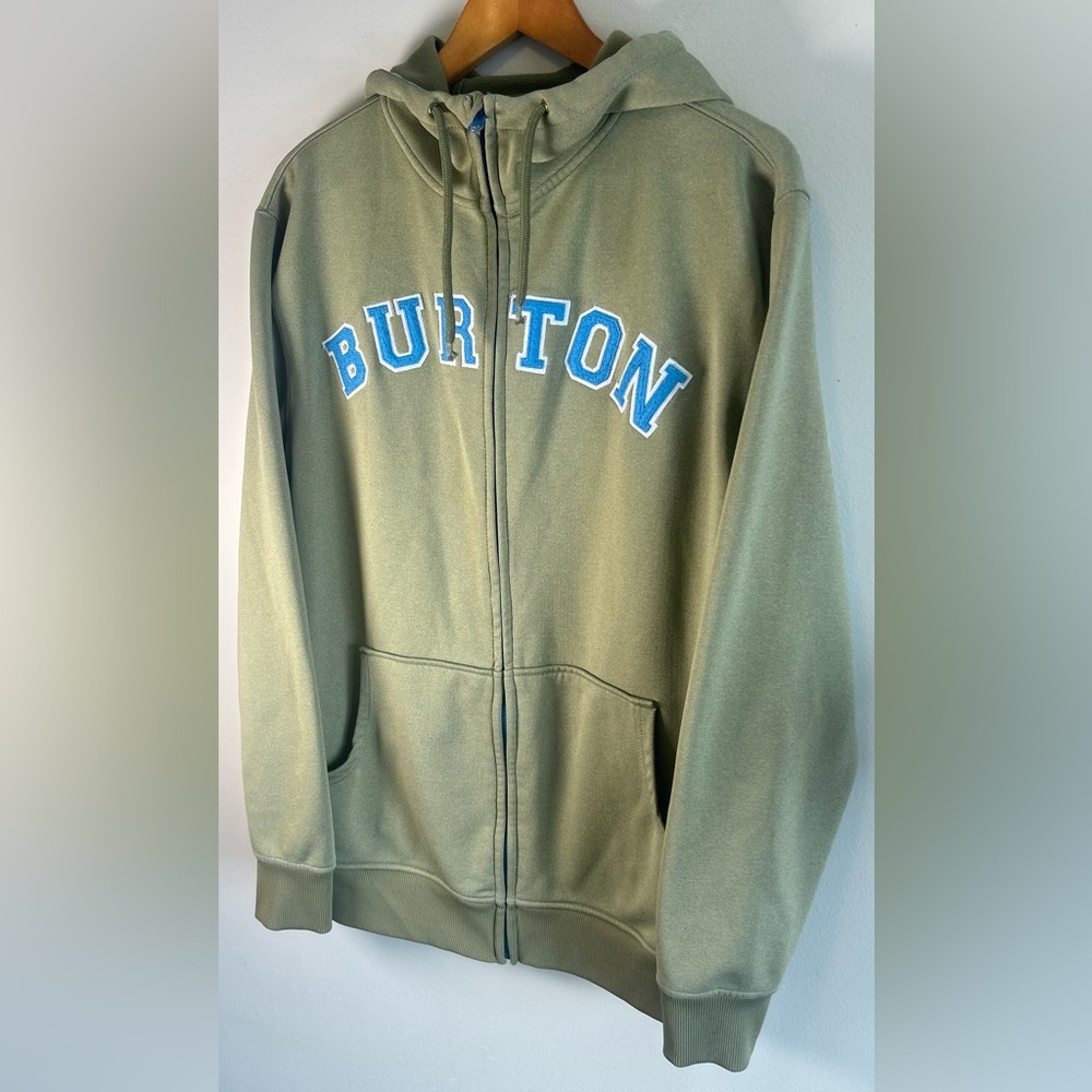 Burton Dryride Men’s Hoodie Sweater HB Bonded Full Zip Spellout Green Size M EUC - Picture 3 of 10
